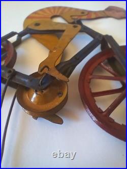 Rare Antique Early 1900s Gilbert Bicycle Racer Balance Tin Toy MOTORCYCLE MIKE