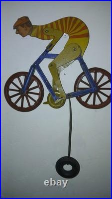 Rare Antique Early 1900s Gilbert Bicycle Racer Balance Tin Toy MOTORCYCLE MIKE