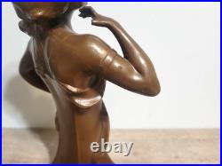 Rare Antique Early 1900s Inscribed Pellier Bronze Maiden Woman with Draped Cloth