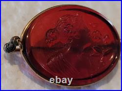 Rare Antique Early 1900s Intaglio Red Glass Brooch Pin Lady & Flowers Rare Antique Early 1900s Intaglio Red Glass Brooch Pin Lady & Flowers