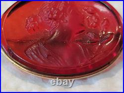 Rare Antique Early 1900s Intaglio Red Glass Brooch Pin Lady & Flowers Rare Antique Early 1900s Intaglio Red Glass Brooch Pin Lady & Flowers
