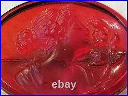 Rare Antique Early 1900s Intaglio Red Glass Brooch Pin Lady & Flowers Rare Antique Early 1900s Intaglio Red Glass Brooch Pin Lady & Flowers