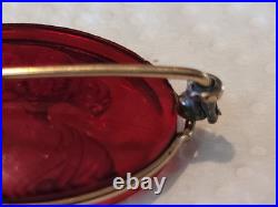 Rare Antique Early 1900s Intaglio Red Glass Brooch Pin Lady & Flowers Rare Antique Early 1900s Intaglio Red Glass Brooch Pin Lady & Flowers