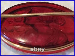Rare Antique Early 1900s Intaglio Red Glass Brooch Pin Lady & Flowers Rare Antique Early 1900s Intaglio Red Glass Brooch Pin Lady & Flowers