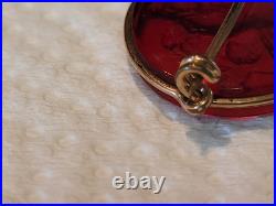 Rare Antique Early 1900s Intaglio Red Glass Brooch Pin Lady & Flowers Rare Antique Early 1900s Intaglio Red Glass Brooch Pin Lady & Flowers
