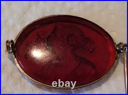 Rare Antique Early 1900s Intaglio Red Glass Brooch Pin Lady & Flowers Rare Antique Early 1900s Intaglio Red Glass Brooch Pin Lady & Flowers