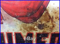 Rare Antique Early 1900s Vtg TRICOLORE SWEET TOBACCO French Canadian Tin Sign