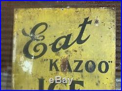 Rare Antique Early 1920s EAT KAZOO ICE CREAM Advertising Sign Kalamazoo Michigan