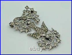 Rare Antique Early 19thC French Sterling Silver Paste St Esprit Dove Brooch