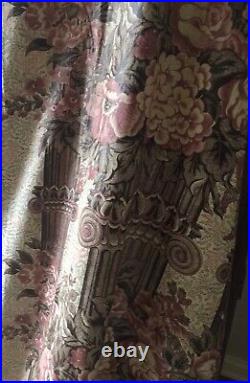 Rare Antique Early 19th C English Pillar Floral Chintz Cotton Fabric Brown Red Rare Antique Early 19th C English Pillar Floral Chintz Cotton Fabric Brown Red