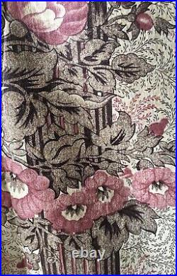 Rare Antique Early 19th C English Pillar Floral Chintz Cotton Fabric Brown Red Rare Antique Early 19th C English Pillar Floral Chintz Cotton Fabric Brown Red