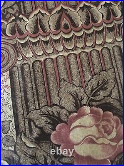 Rare Antique Early 19th C English Pillar Floral Chintz Cotton Fabric Brown Red Rare Antique Early 19th C English Pillar Floral Chintz Cotton Fabric Brown Red