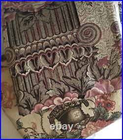 Rare Antique Early 19th C English Pillar Floral Chintz Cotton Fabric Brown Red Rare Antique Early 19th C English Pillar Floral Chintz Cotton Fabric Brown Red