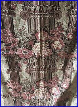 Rare Antique Early 19th C English Pillar Floral Chintz Cotton Fabric Brown Red Rare Antique Early 19th C English Pillar Floral Chintz Cotton Fabric Brown Red