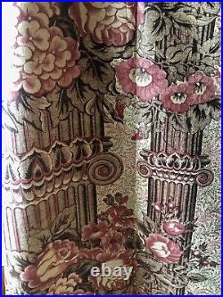Rare Antique Early 19th C English Pillar Floral Chintz Cotton Fabric Brown Red Rare Antique Early 19th C English Pillar Floral Chintz Cotton Fabric Brown Red