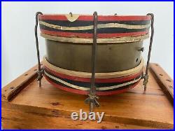 Rare Antique Early 19th C Military Livery Brass / Wood Side Drum Hand Painted