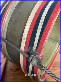 Rare Antique Early 19th C Military Livery Brass / Wood Side Drum Hand Painted