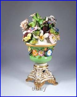 Rare Antique Early 19th Century Derby Regency Flower Encrusted Vase c1825 Rare Antique Early 19th Century Derby Regency Flower Encrusted Vase c1825