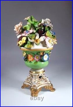 Rare Antique Early 19th Century Derby Regency Flower Encrusted Vase c1825 Rare Antique Early 19th Century Derby Regency Flower Encrusted Vase c1825
