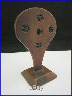 Rare Antique Early 19th Century Wooden Treen Paddle / Bat Shaped Straw Splitter