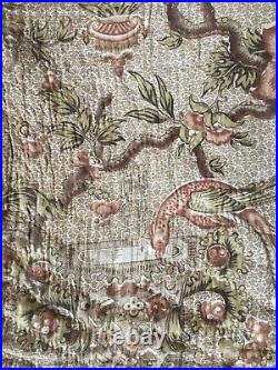 Rare Antique Early 19thc Arborescent Bird Fountain Chintz Fabric Lg. Quilt Piece