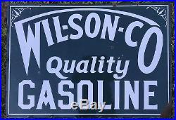 Rare Antique Early 20s WILSON GASOLINE Double Sided Porcelain Gas Oil Sign