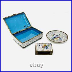 Rare Antique Early 20th Century Chinese Cloisonné Enameled Floral Smoking Set Rare Antique Early 20th Century Chinese Cloisonné Enameled Floral Smoking Set
