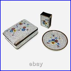 Rare Antique Early 20th Century Chinese Cloisonné Enameled Floral Smoking Set Rare Antique Early 20th Century Chinese Cloisonné Enameled Floral Smoking Set