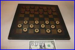 Rare Antique Early American Wooden Star Checkers Complete 24 Pc Set Rare Antique Early American Wooden Star Checkers Complete 24 Pc Set