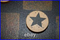 Rare Antique Early American Wooden Star Checkers Complete 24 Pc Set