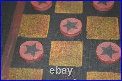 Rare Antique Early American Wooden Star Checkers Complete 24 Pc Set
