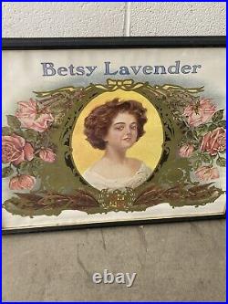 Rare Antique Early Betsy Lavender 19x25in Framed Advertising