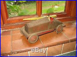 Rare Antique Early Boat Tail Racing Car Tin Wind Up Toy Big Tinplate Germany