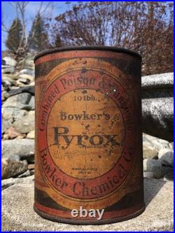 Rare Antique Early Bowkers Pyrox Poison Fungicide Chemical Advertising Tin Can