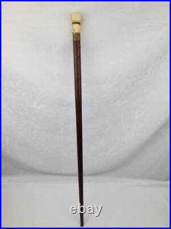 Rare Antique Early Carved Hand Cane Wood Swagger Stick Exotic Brazilian Rosewood