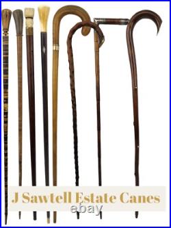 Rare Antique Early Carved Hand Cane Wood Swagger Stick Exotic Brazilian Rosewood