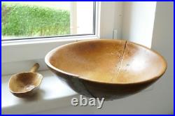 Rare Antique Early Country 14 Wooden Bowl Handmade European Alpine 19Cen