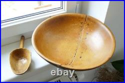 Rare Antique Early Country 14 Wooden Bowl Handmade European Alpine 19Cen
