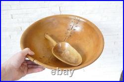 Rare Antique Early Country 14 Wooden Bowl Handmade European Alpine 19Cen