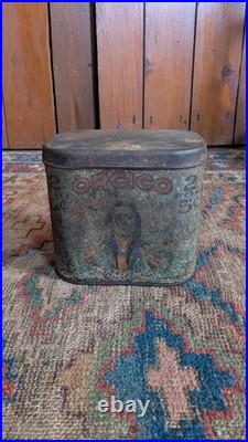 Rare Antique Early Country Advertising Indian Orcico Tobacco Tin Can 6.25 Rare Antique Early Country Advertising Indian Orcico Tobacco Tin Can 6.25
