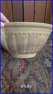 Rare Antique Early Country Large Yellowware Stained Batter Bowl with Spout 14.5