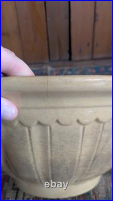 Rare Antique Early Country Large Yellowware Stained Batter Bowl with Spout 14.5