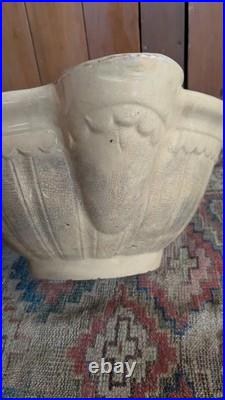 Rare Antique Early Country Large Yellowware Stained Batter Bowl with Spout 14.5