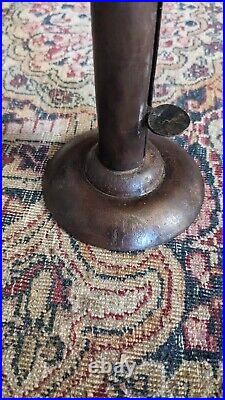 Rare Antique Early Country Metal Iron Hogscraper Wedding Band Candleholder 9.25