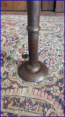 Rare Antique Early Country Metal Iron Hogscraper Wedding Band Candleholder 9.25