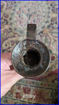 Rare Antique Early Country Metal Iron Hogscraper Wedding Band Candleholder 9.25