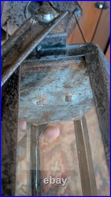 Rare Antique Early Country Metal Tin Hexagon Adjustable Candleholder Lantern 10