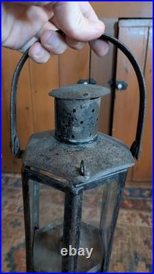 Rare Antique Early Country Metal Tin Hexagon Adjustable Candleholder Lantern 10