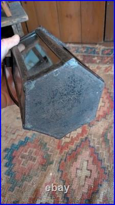 Rare Antique Early Country Metal Tin Hexagon Adjustable Candleholder Lantern 10