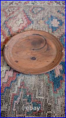 Rare Antique Early Country Primitive Wood Treen American Plate 8.75 Rare Antique Early Country Primitive Wood Treen American Plate 8.75